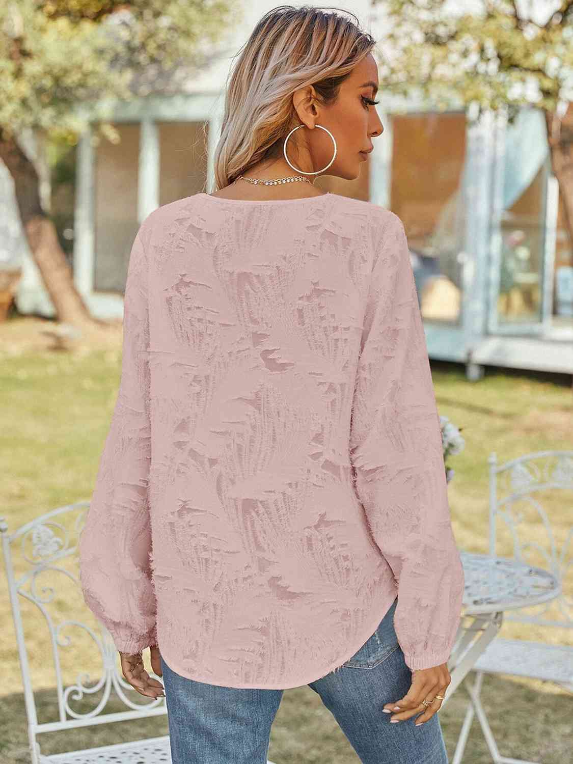 V-Neck Long Sleeve Blouse Print on any thing USA/STOD clothes