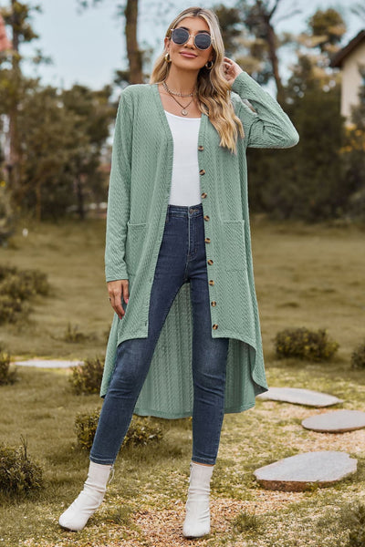 V-Neck Long Sleeve Cardigan with Pocket Print on any thing USA/STOD clothes