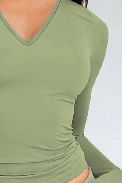 V-Neck Long Sleeve T-Shirt Print on any thing USA/STOD clothes