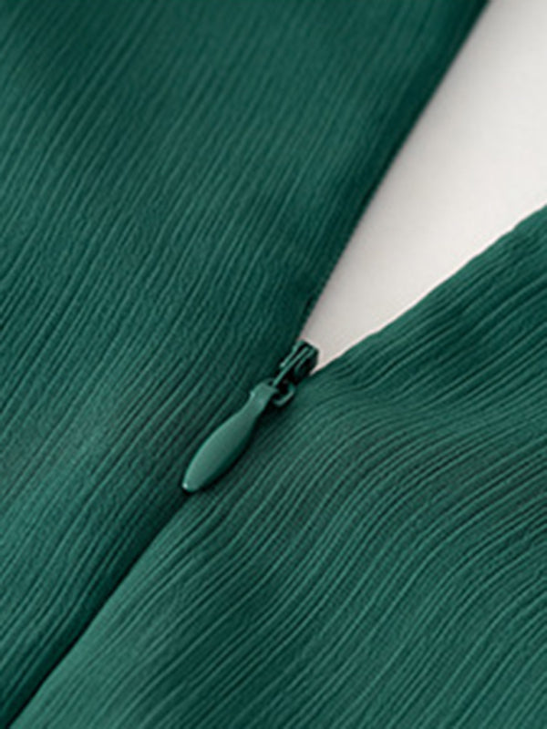 V-neck elegant long-sleeved multi-layered dress Print on any thing USA/STOD clothes
