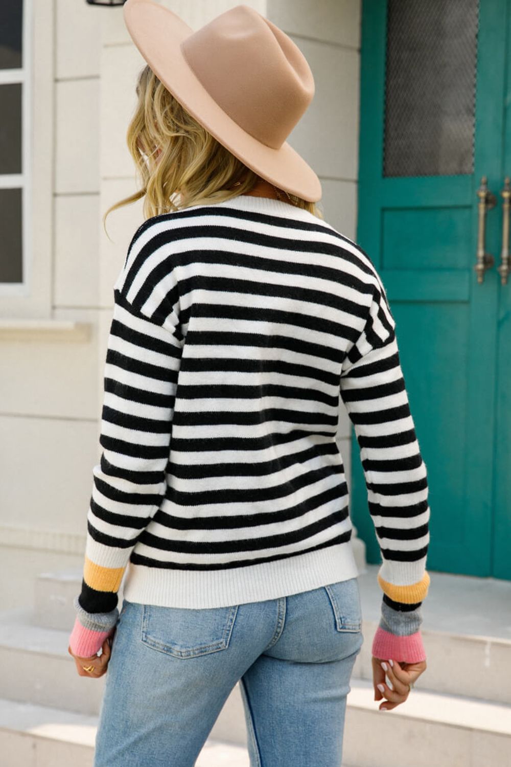 Warm Spice Striped Round Neck Sweater Print on any thing USA/STOD clothes