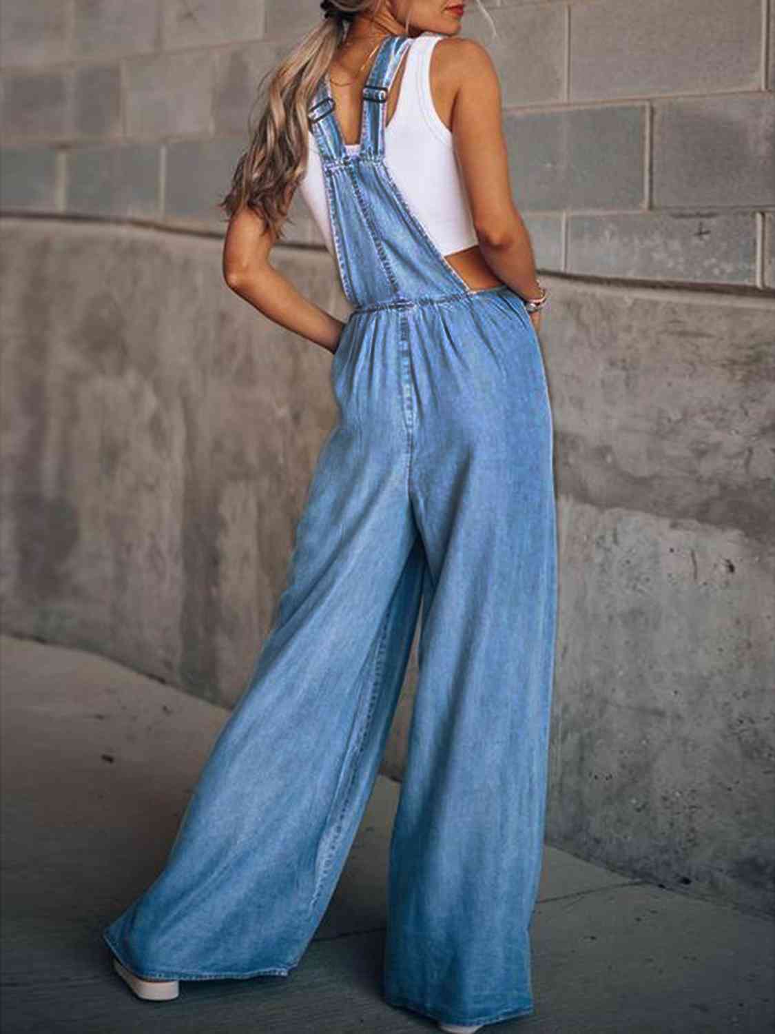 Wide Leg Denim Overalls Print on any thing USA/STOD clothes