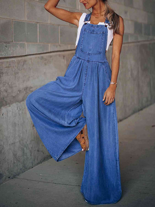 Wide Leg Denim Overalls Print on any thing USA/STOD clothes