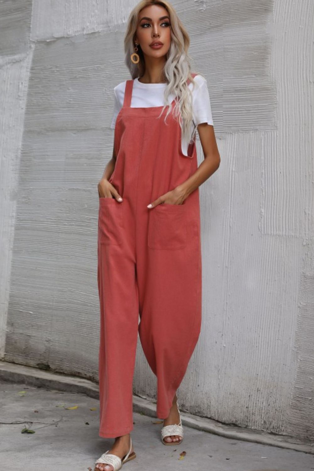 Wide Leg Overalls with Front Pockets Print on any thing USA/STOD clothes