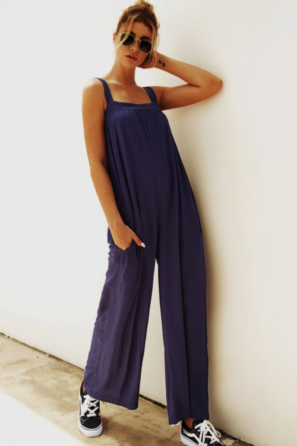 Wide Strap Wide Leg Jumpsuit Print on any thing USA/STOD clothes