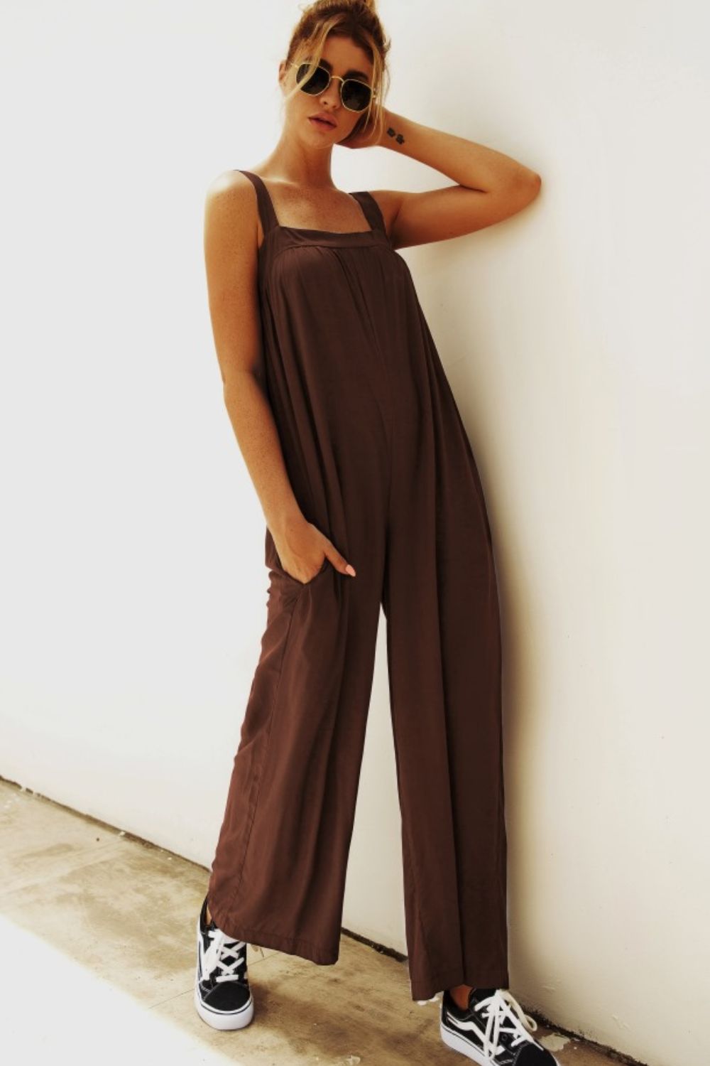 Wide Strap Wide Leg Jumpsuit Print on any thing USA/STOD clothes