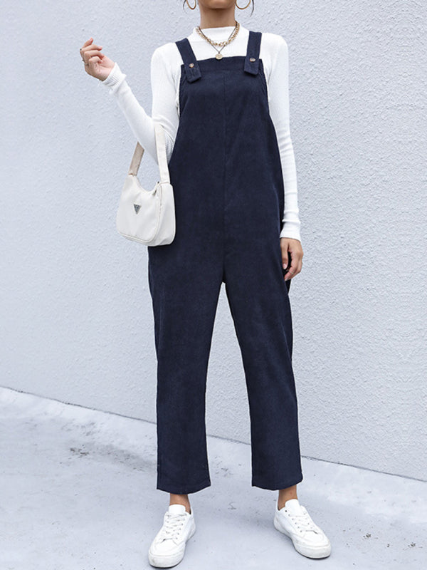 Women's Corduroy Pants Loose Solid Color Overalls Print on any thing USA/STOD clothes
