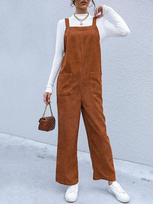 Women's Corduroy Pants Loose Solid Color Overalls Print on any thing USA/STOD clothes