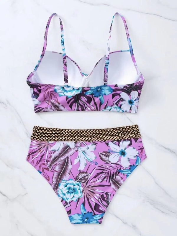 Women's Floral Cross Bikini Swimsuit Print on any thing USA/STOD clothes