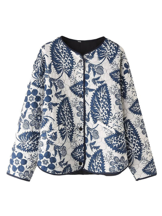 Women's Printed Thick Button Quilted Jacket Print on any thing USA/STOD clothes