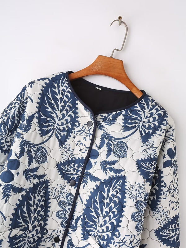 Women's Printed Thick Button Quilted Jacket Print on any thing USA/STOD clothes
