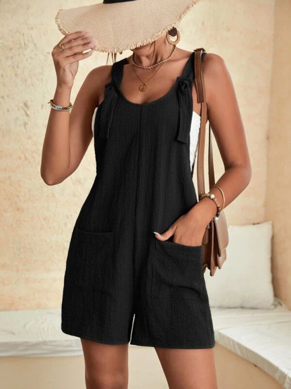 Women's Solid Color Patch Pocket Lace Up Casual Overalls Print on any thing USA/STOD clothes