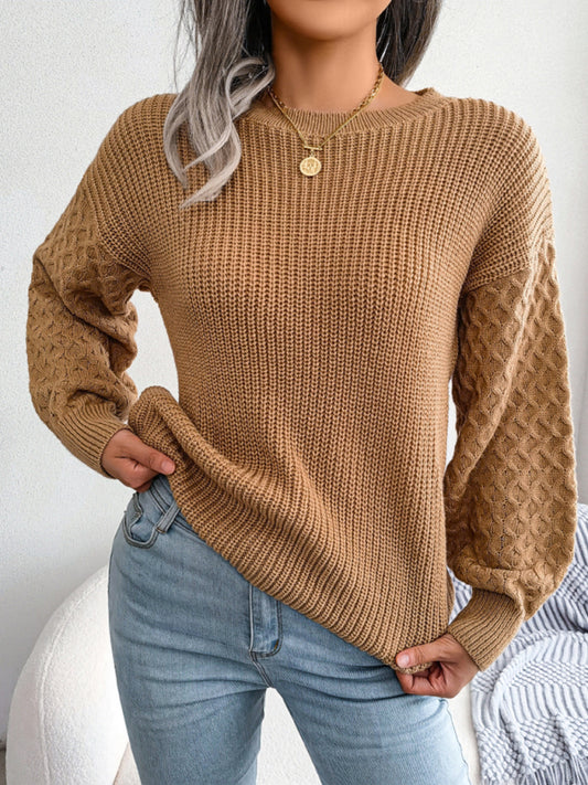 Women's leisure lantern long sleeve knitted sweater Print on any thing USA/STOD clothes