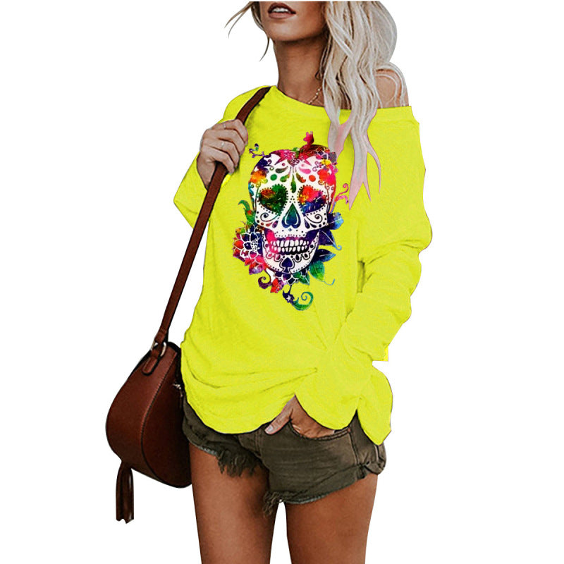 Casual personality skull long-sleeved top