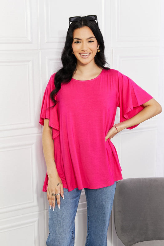 Yelete Full Size More Than Words Flutter Sleeve Top Print on any thing USA/STOD clothes