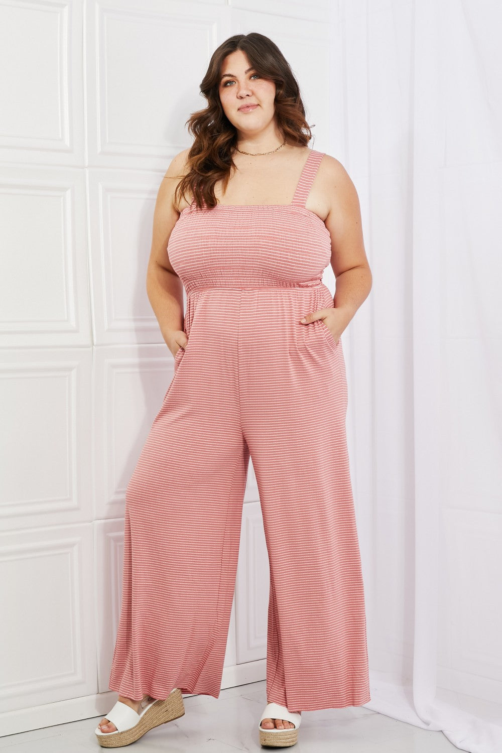Zenana Only Exception Full Size Striped Jumpsuit Print on any thing USA/STOD clothes