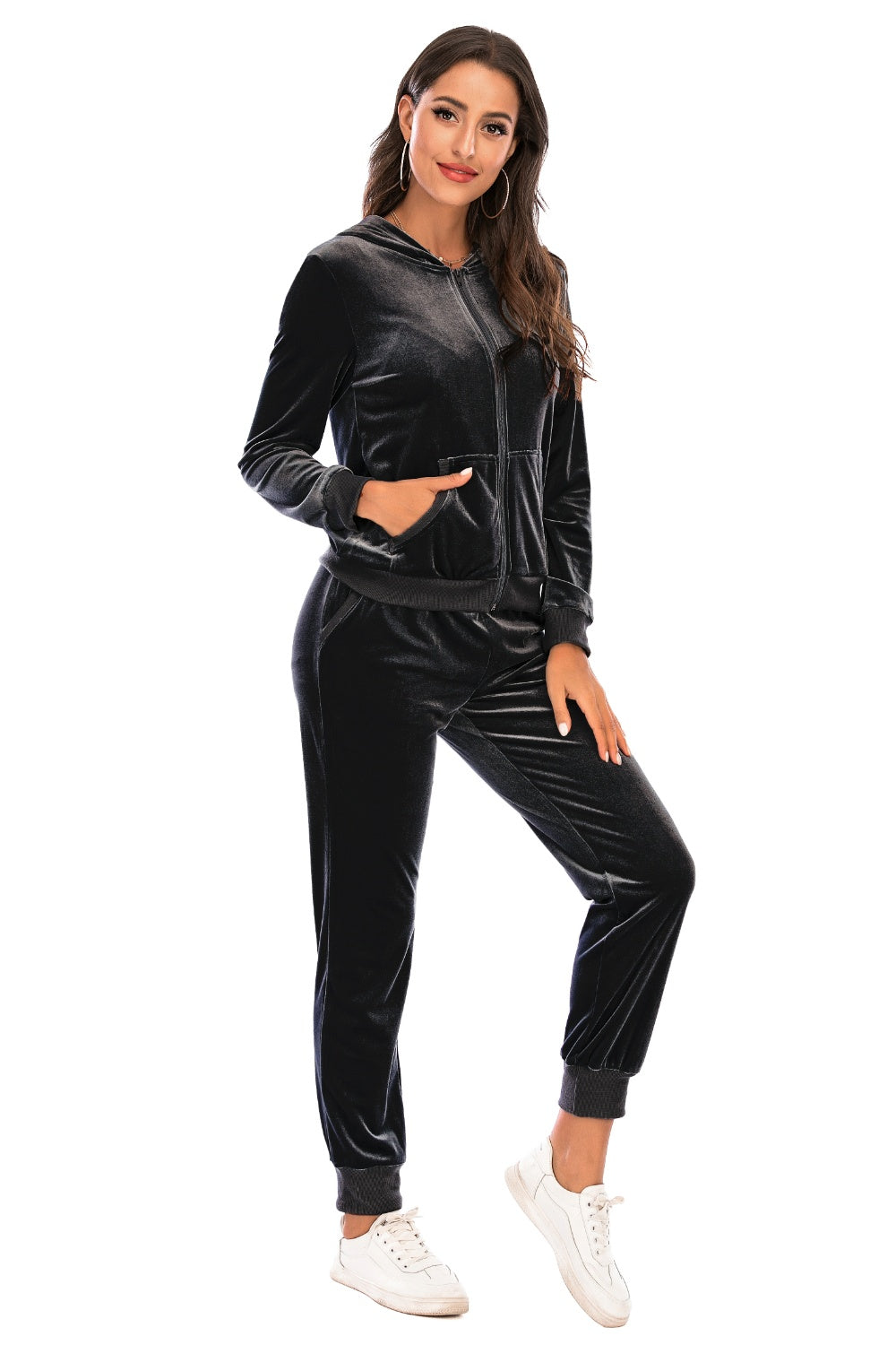 Zip-Up Hooded Jacket and Pants Set Print on any thing USA/STOD clothes