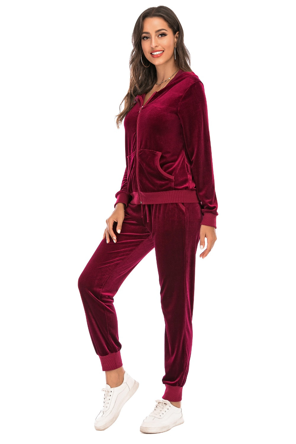 Zip-Up Hooded Jacket and Pants Set Print on any thing USA/STOD clothes