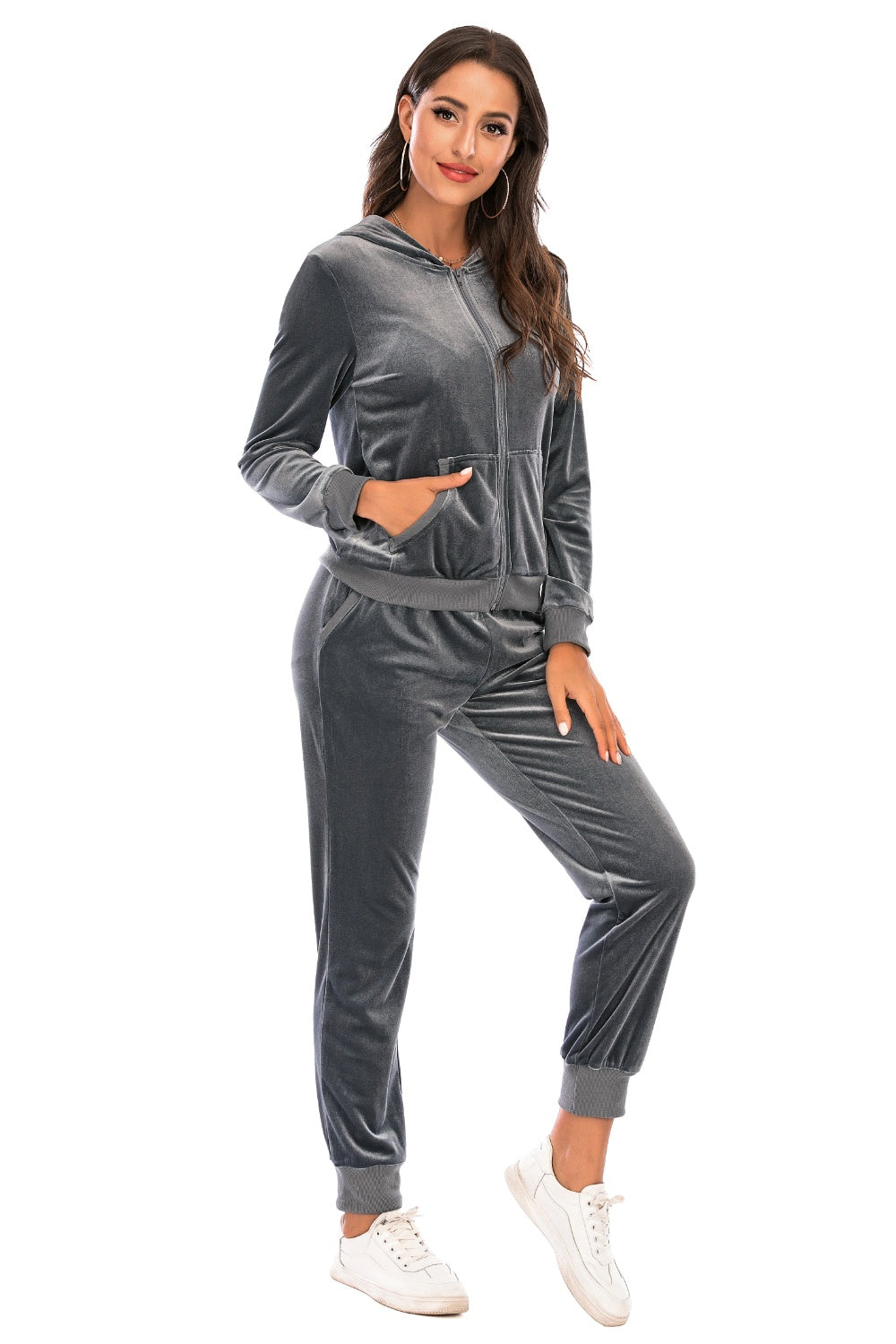 Zip-Up Hooded Jacket and Pants Set Print on any thing USA/STOD clothes