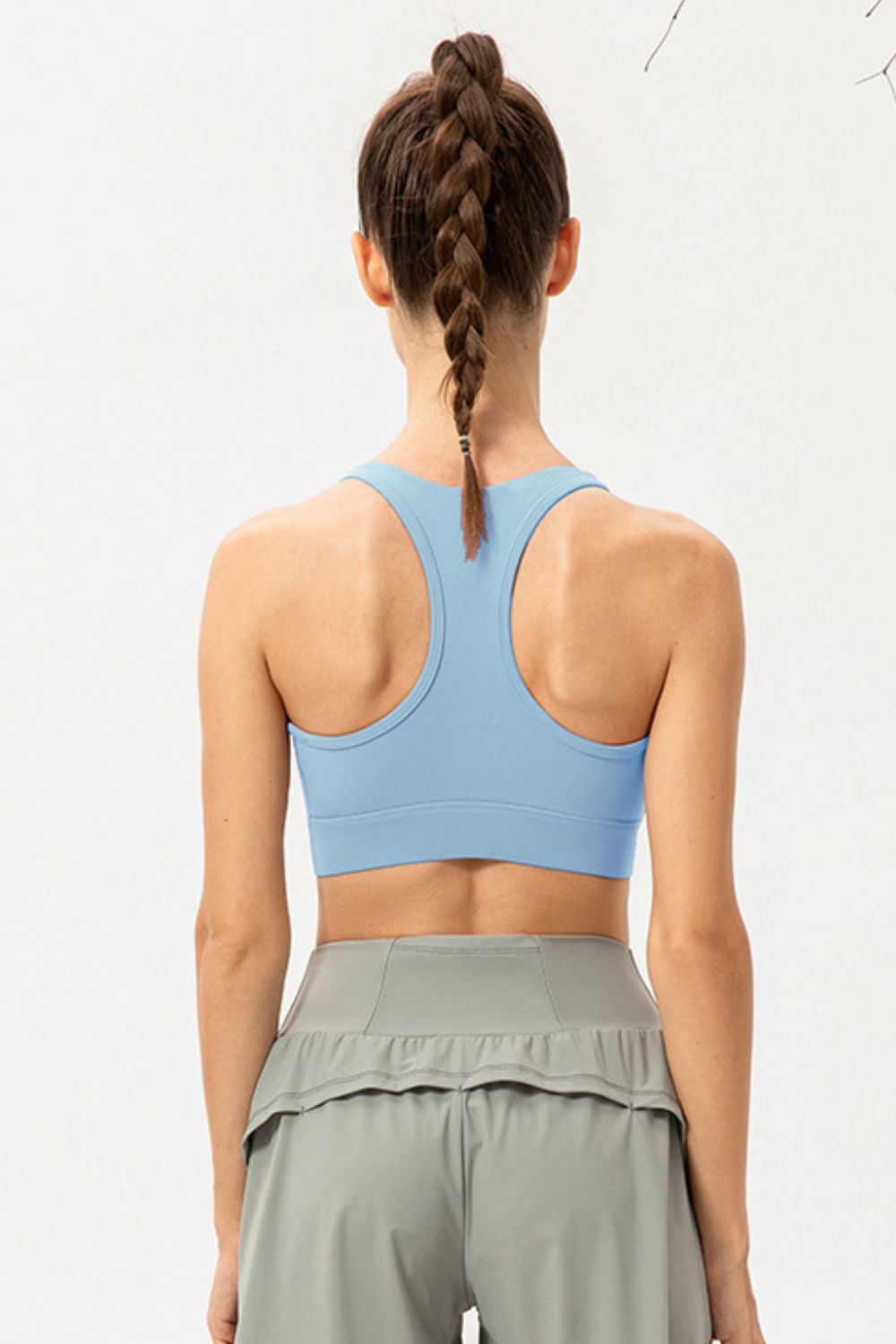 Zip-Up Round Neck Sports Bra Print on any thing USA/STOD clothes