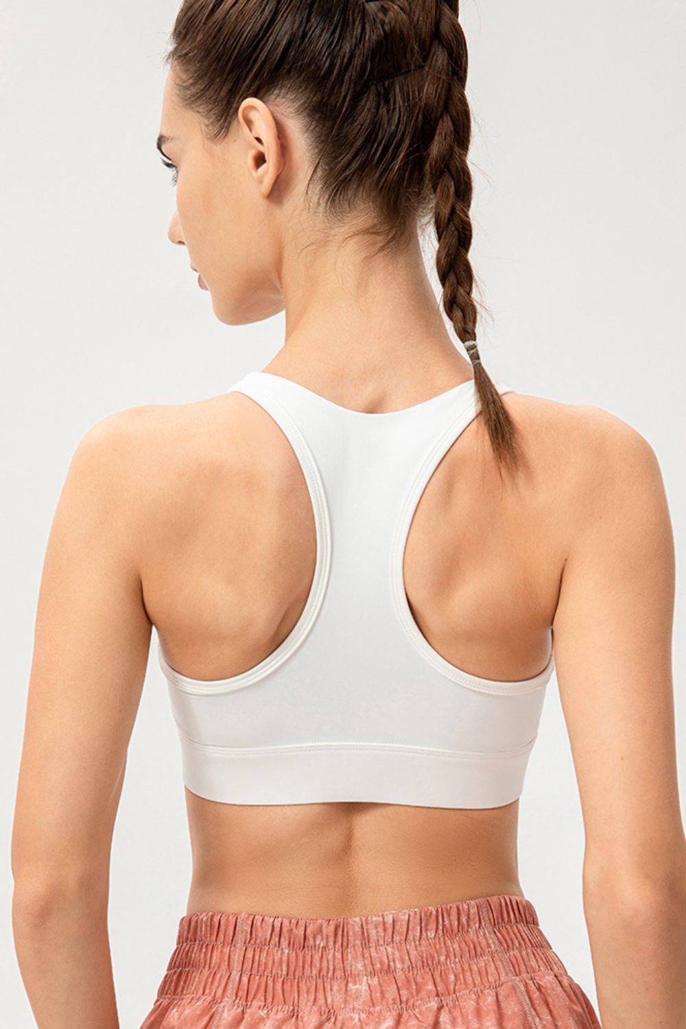 Zip-Up Round Neck Sports Bra Print on any thing USA/STOD clothes