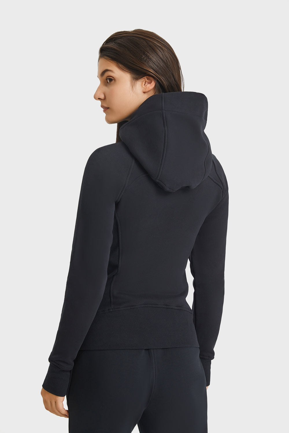 Zip Up Seam Detail Hooded Sports Jacket Print on any thing USA/STOD clothes