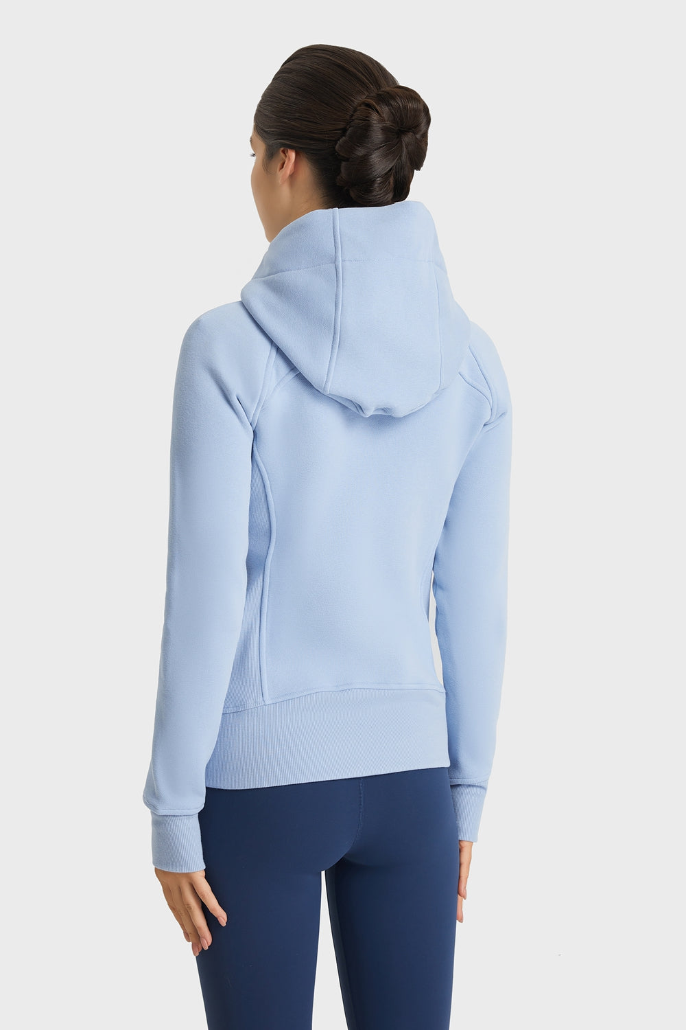 Zip Up Seam Detail Hooded Sports Jacket Print on any thing USA/STOD clothes