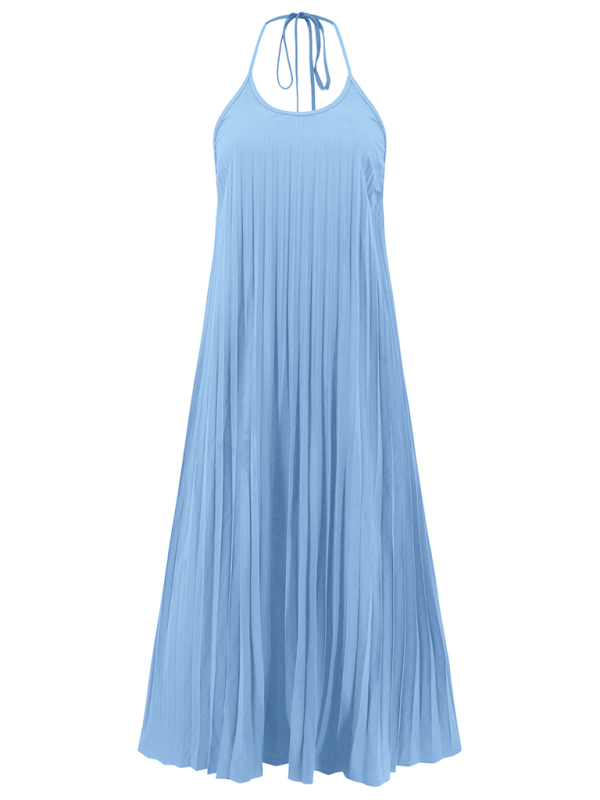 A-hem pleated long dress