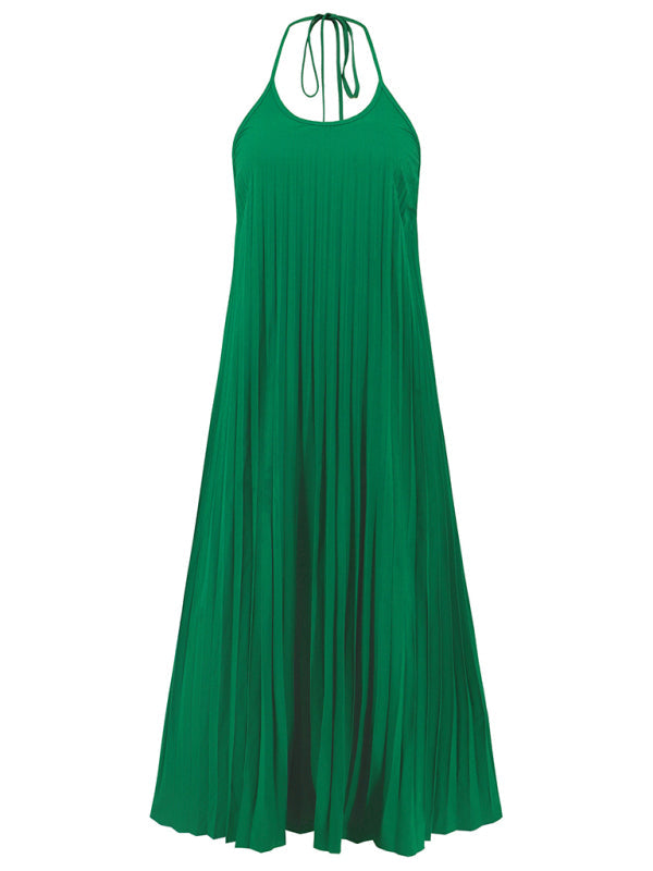 A-hem pleated long dress