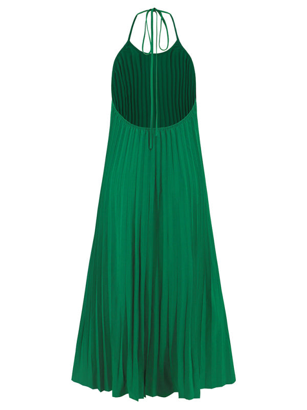 A-hem pleated long dress