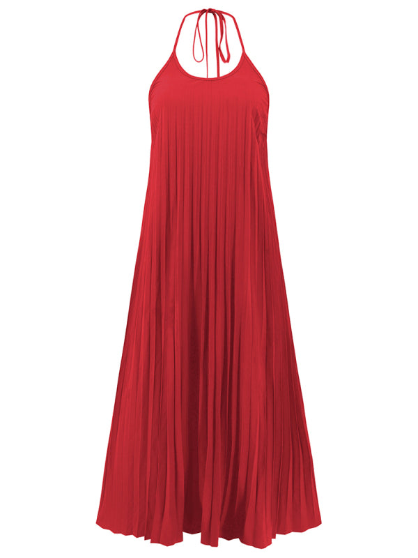 A-hem pleated long dress