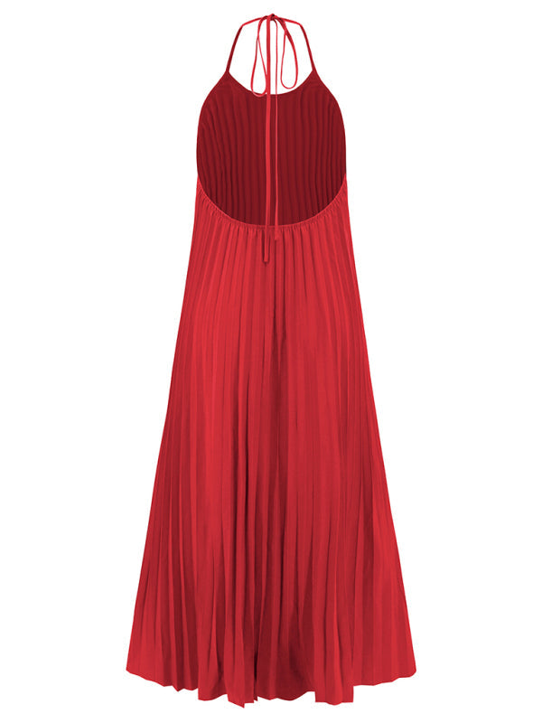 A-hem pleated long dress