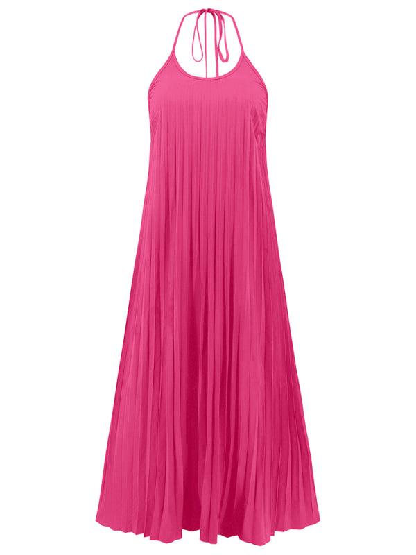 A-hem pleated long dress