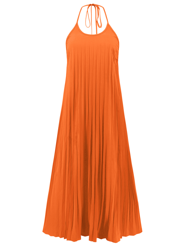 A-hem pleated long dress