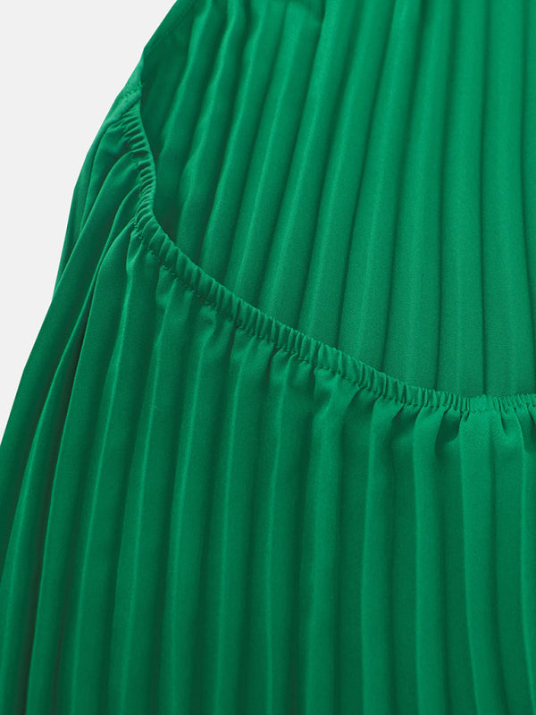 A-hem pleated long dress