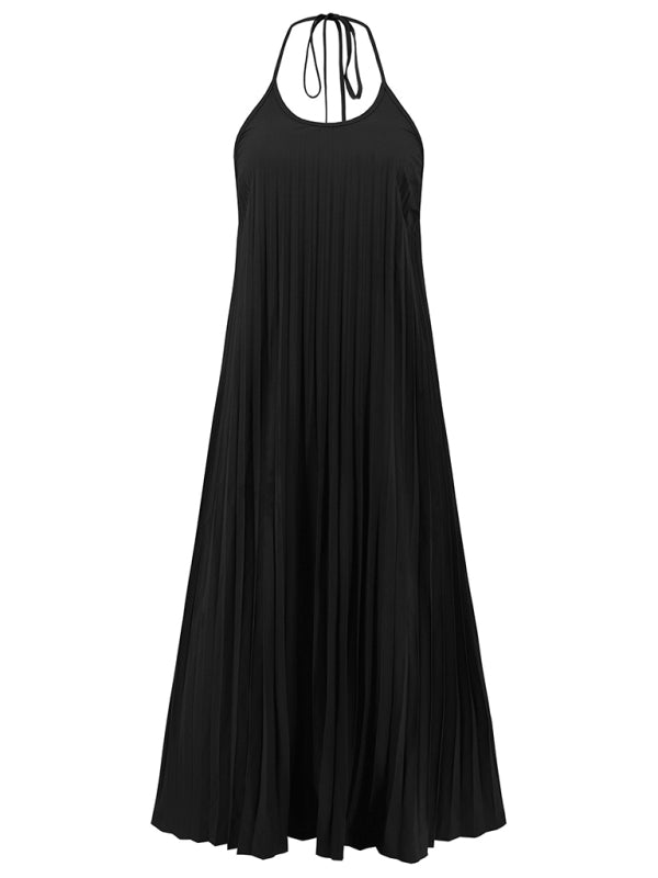 A-hem pleated long dress