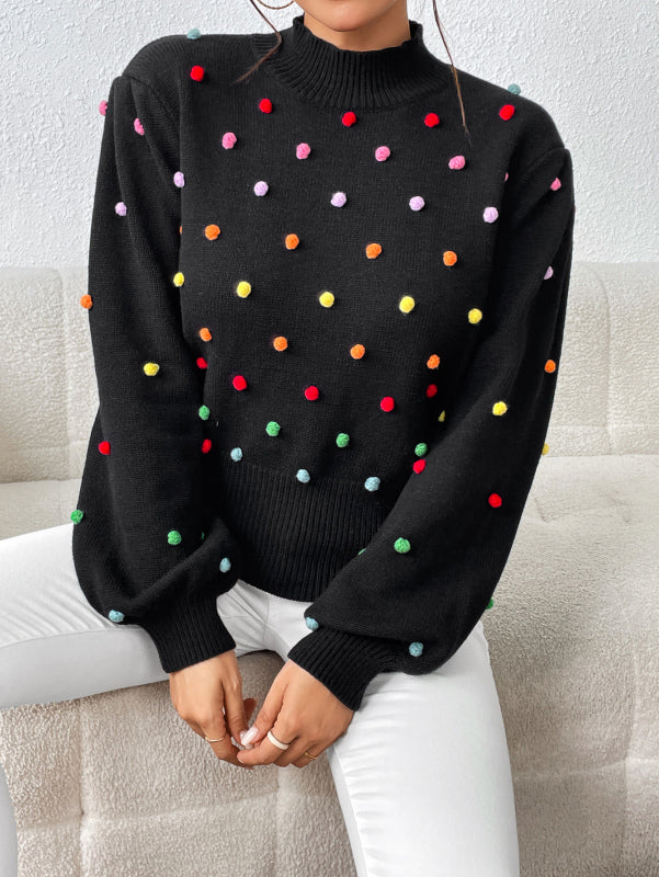 Women's Color Beaded Knitwear Sweater