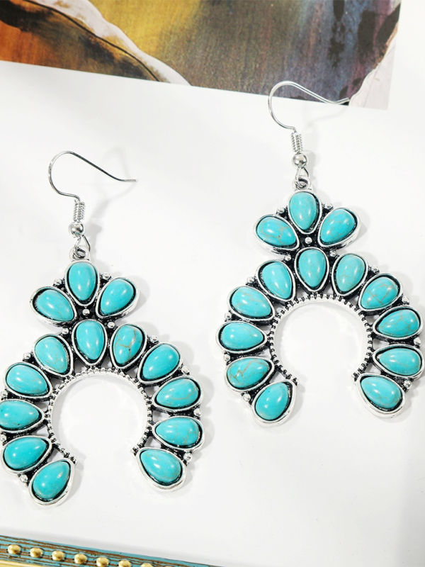 Bohemian vintage ethnic turquoise earring set - Blue