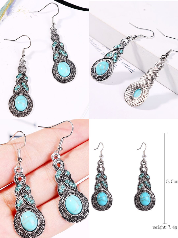 Bohemian vintage ethnic turquoise earring set - Suit 10