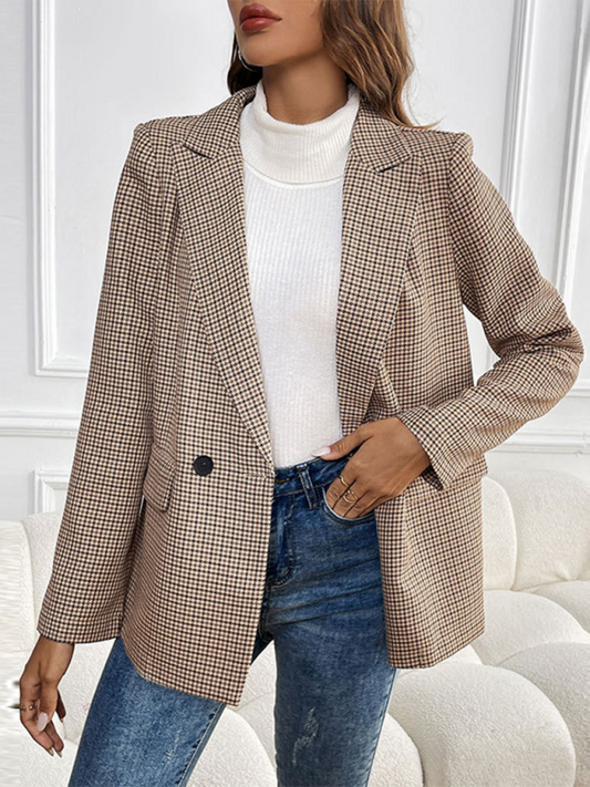 Casual Buttoned Lapel Long Sleeve Blazer with Pockets