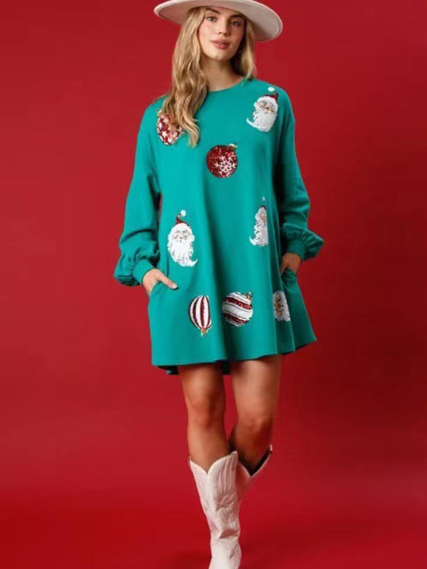 Christmas ball sequin long-sleeved sweatshirt