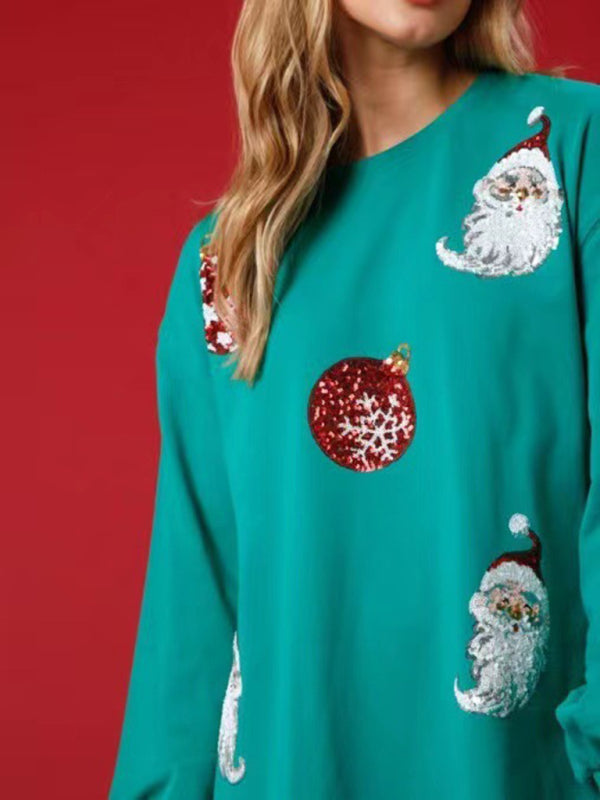 Christmas ball sequin long-sleeved sweatshirt