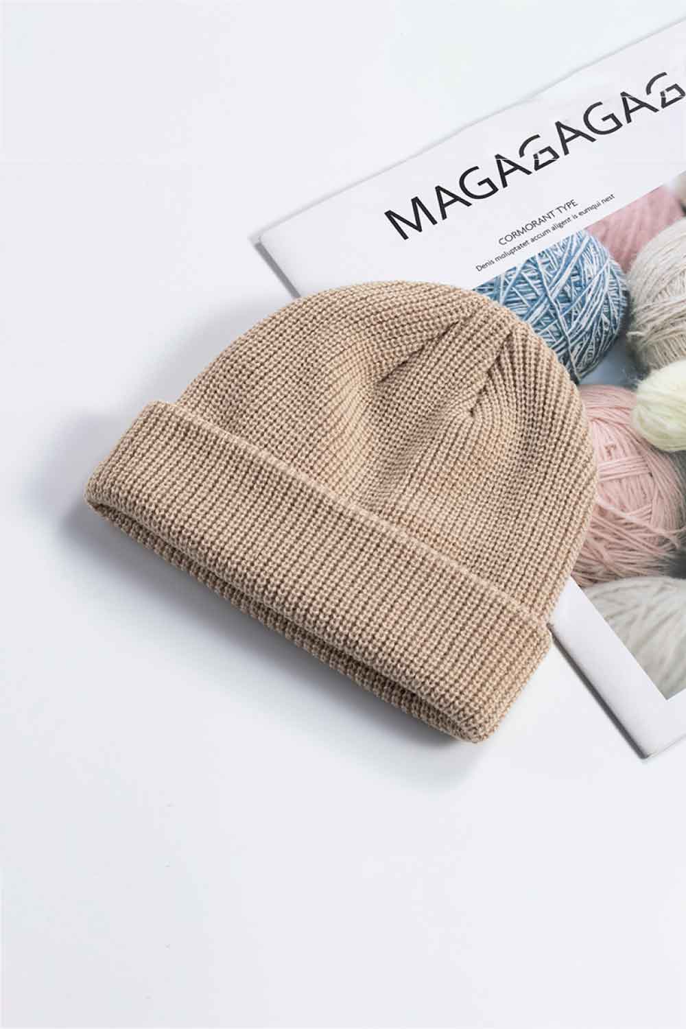 Cozy Rib-Knit Cuff Beanie - Tan / One Size