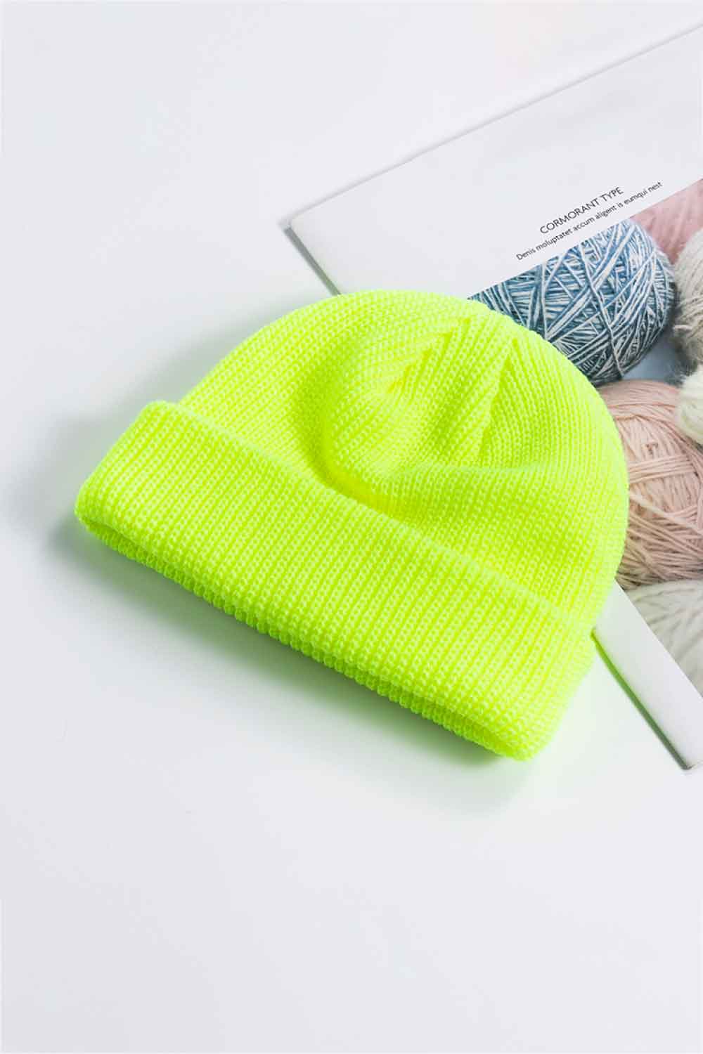 Cozy Rib-Knit Cuff Beanie - Yellow / One Size