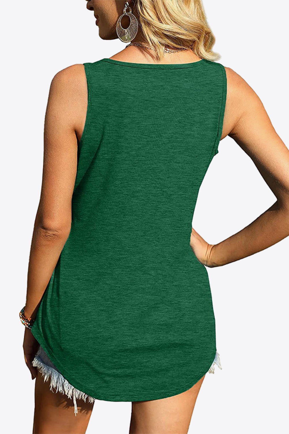 Curved Hem Square Neck Tank