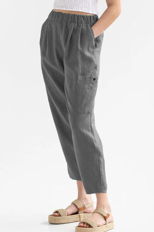 Pocketed Elastic Waist Pants