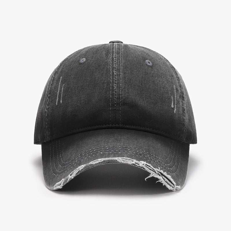 Distressed Washed Adjustable Baseball Cap - Black / One Size