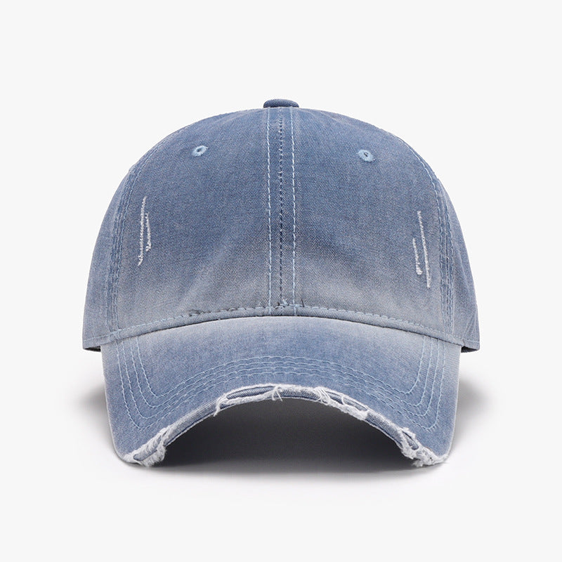 Distressed Washed Adjustable Baseball Cap - Dusty Blue