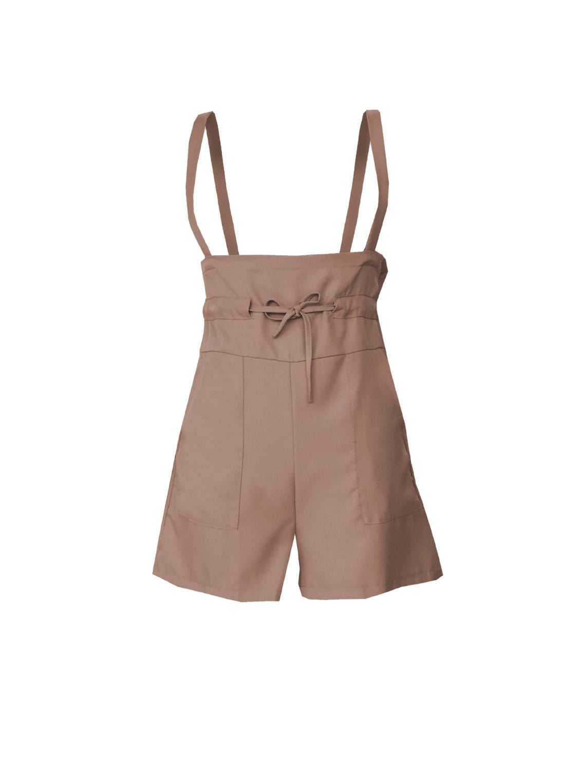 Drawstring Wide Strap Overalls with Pockets