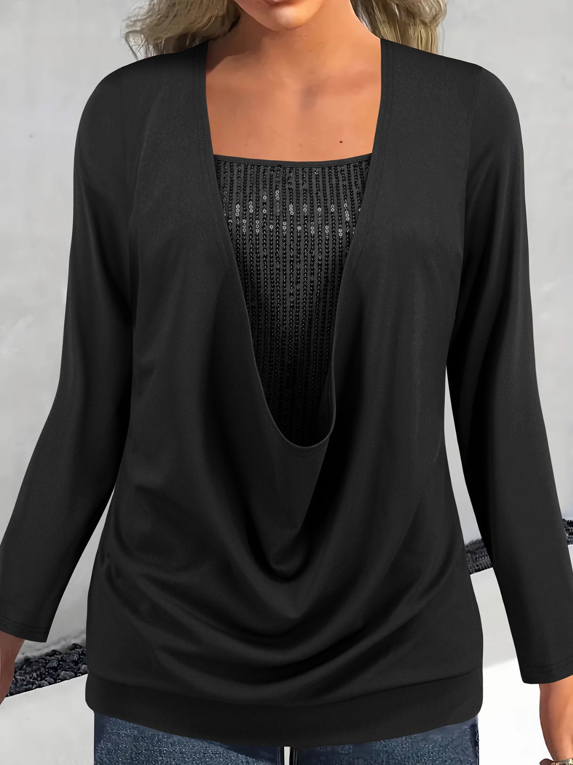 Sequin Long Sleeve Top